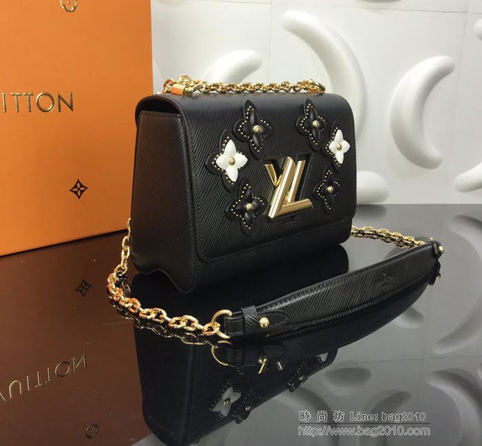 路易威登LV女包 頂級原單 M53762黑 2019年春夏 高定系列 Twist中號手袋 鑲綴別致圖案 鏈條肩背 斜挎包  ydh2685